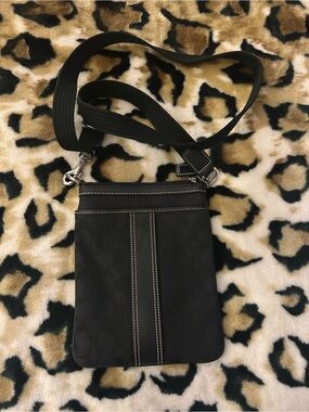 Coach Black Crossbody Bag with White Contrast Stitching